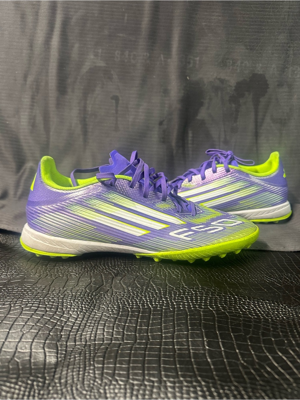 adidas Purple and Neon Green Men's Athletic Shoes